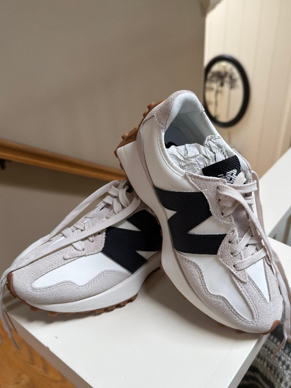 New Balance '327' Sneakers — Moonbeam with Black | Brand New in Box Size: 7 US W